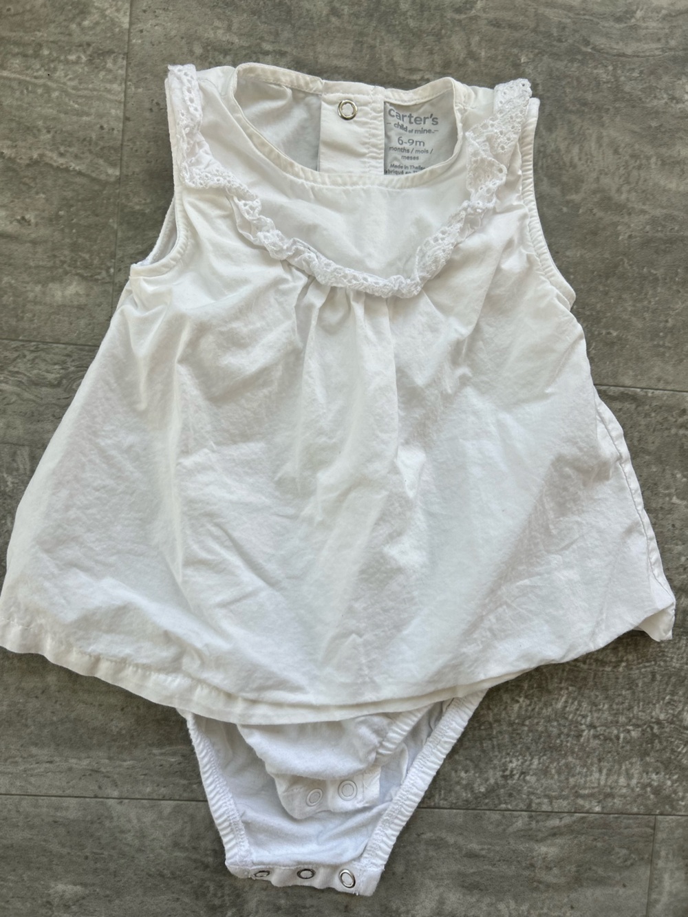 Carter's White Lace-Trim Cotton Baby Dress Bodysuit